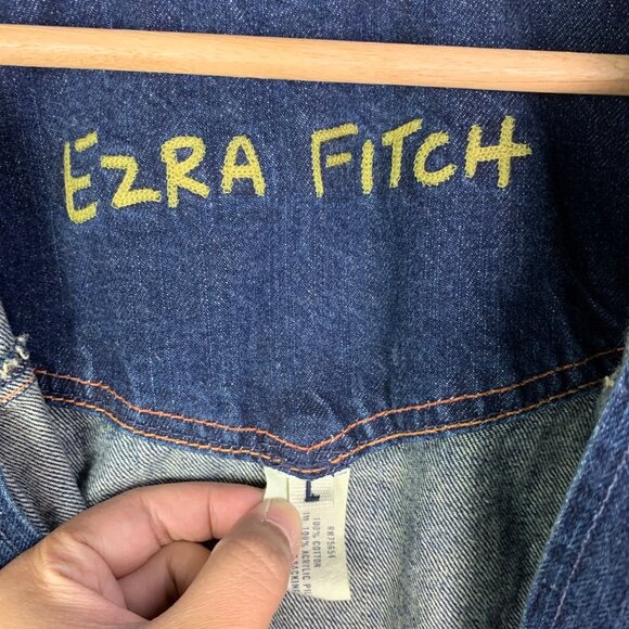 Vintage Ezra Fitch Women’s Sz Large Full Zip Front Cropped Jean Jacket‎ Pockets - Picture 7 of 9